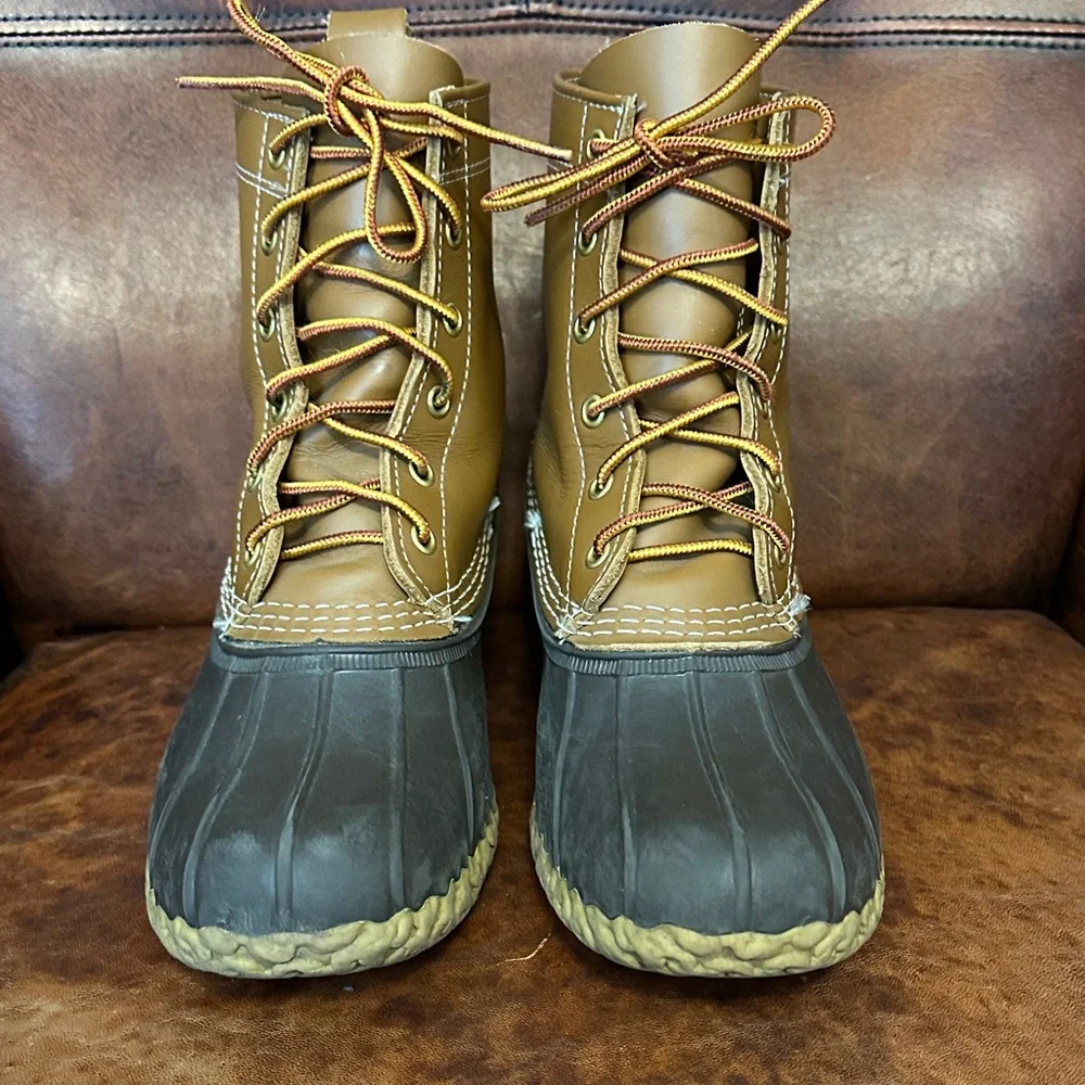 L.L. Bean 8” Lace-up Tan Leather Waterproof Duck Boots Men’s 8 Made in USA